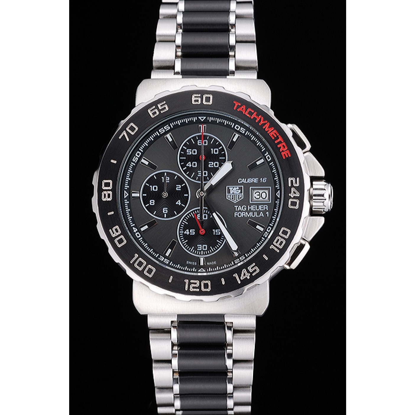 Tag Heuer Formula 1 Calibre 16 Chronograph Black Dial Two Tone Stainless Steel Band 622413